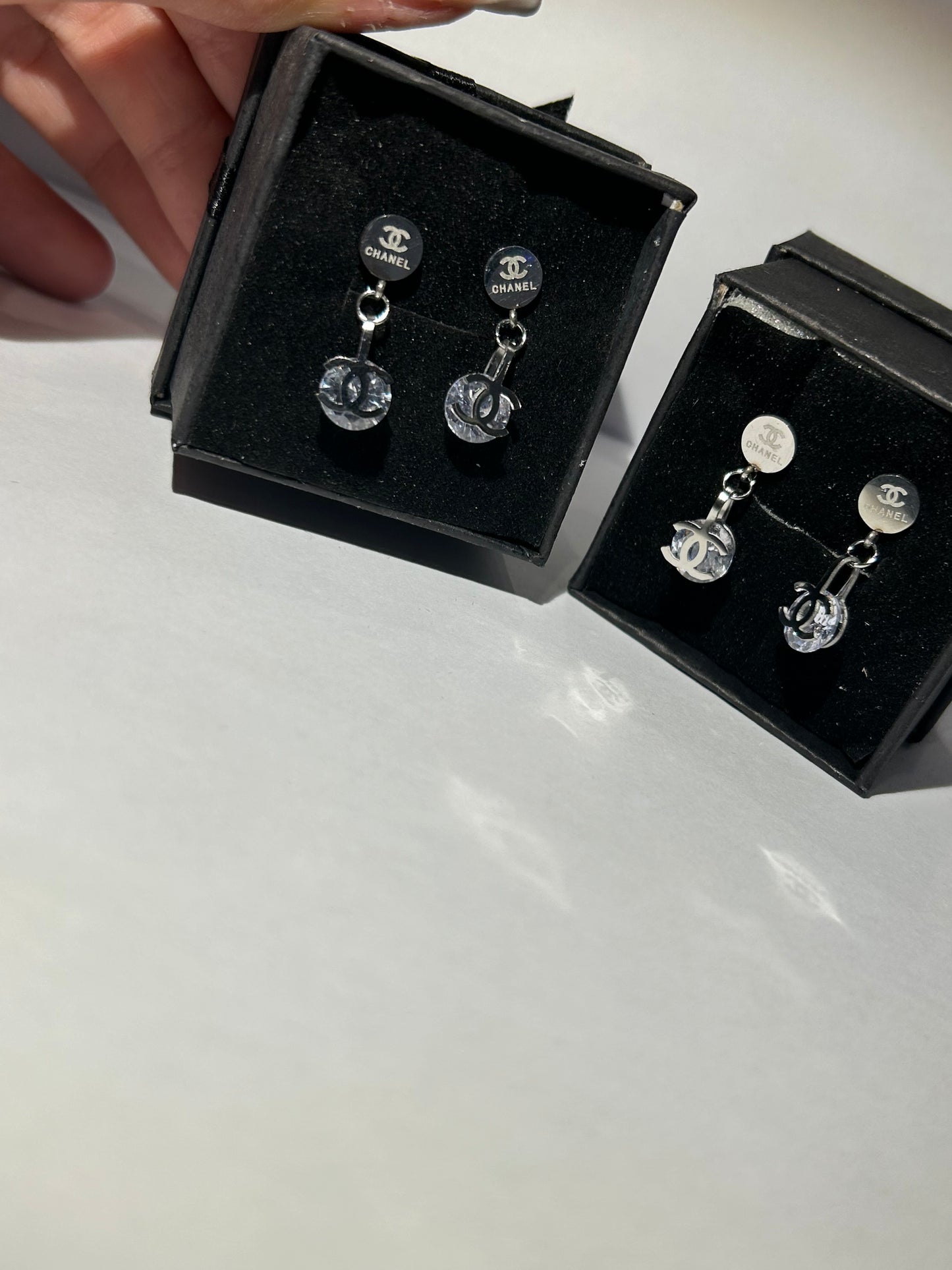 Crystal letter dangle earrings