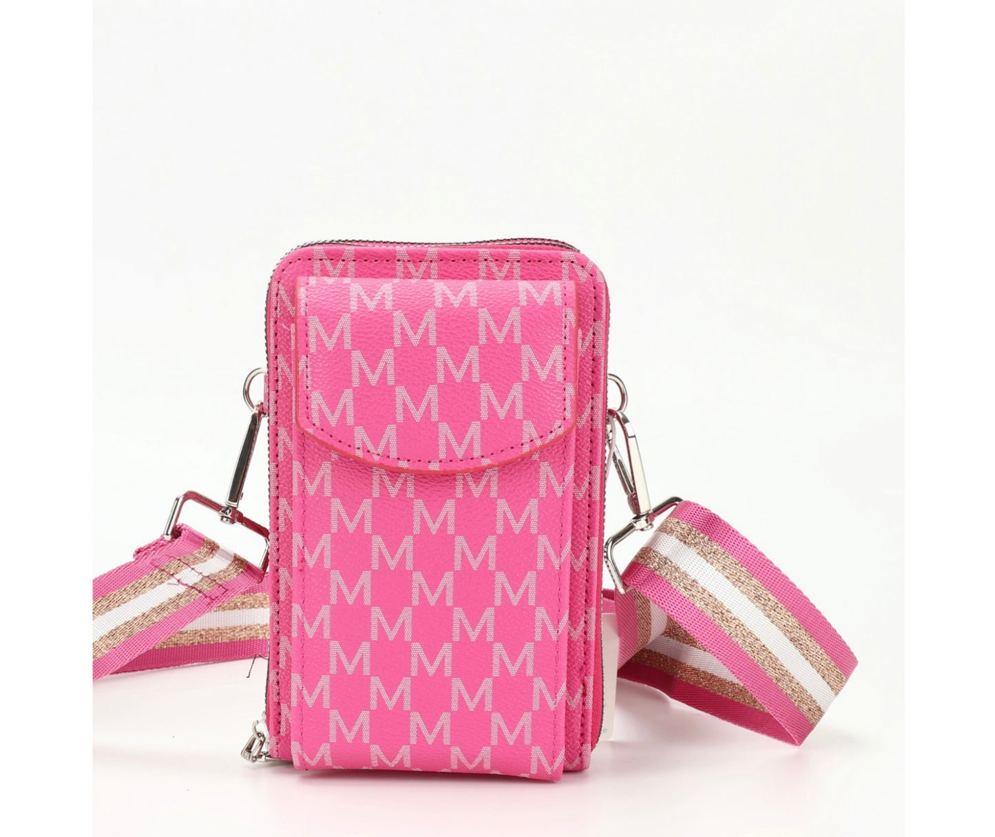 Pink crossbody phone purse bag with jazzy strap