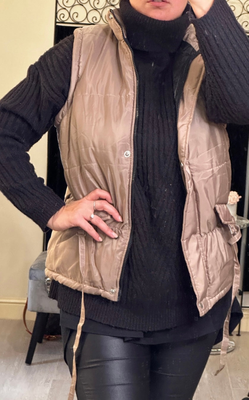 Tassel short gillet khaki, cream, black