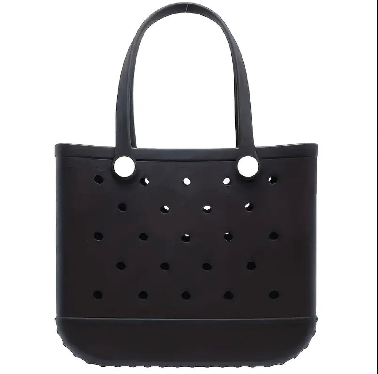 Black rubber tote beach bag