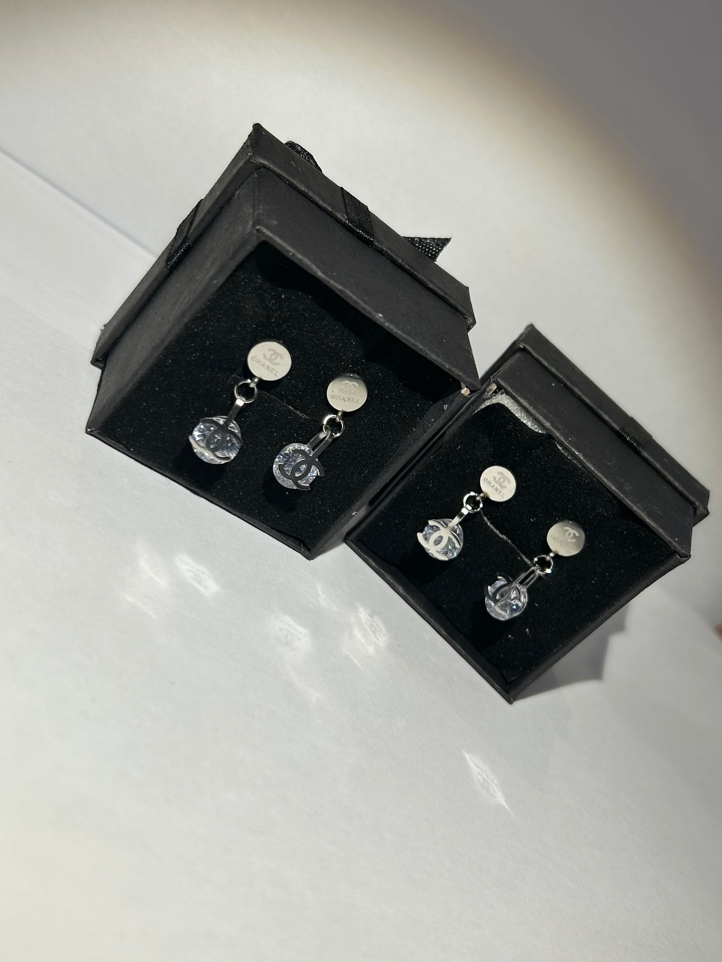Crystal letter dangle earrings