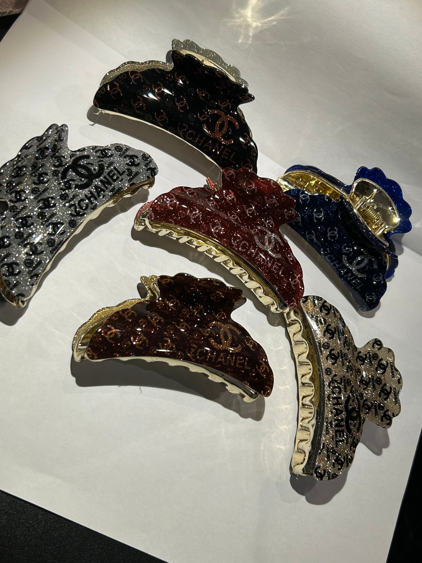 Glitter letter hair clips