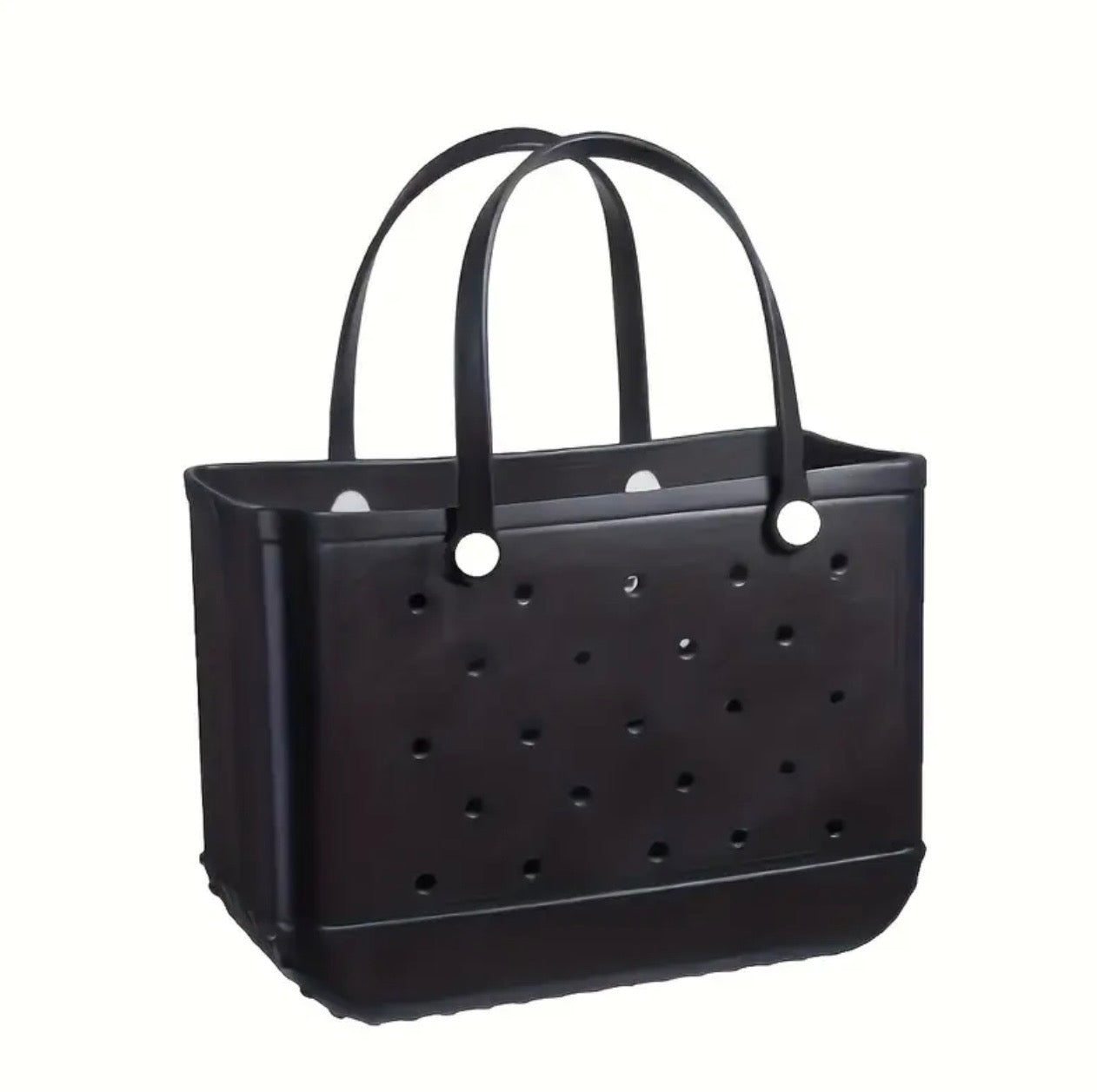 Black rubber tote beach bag
