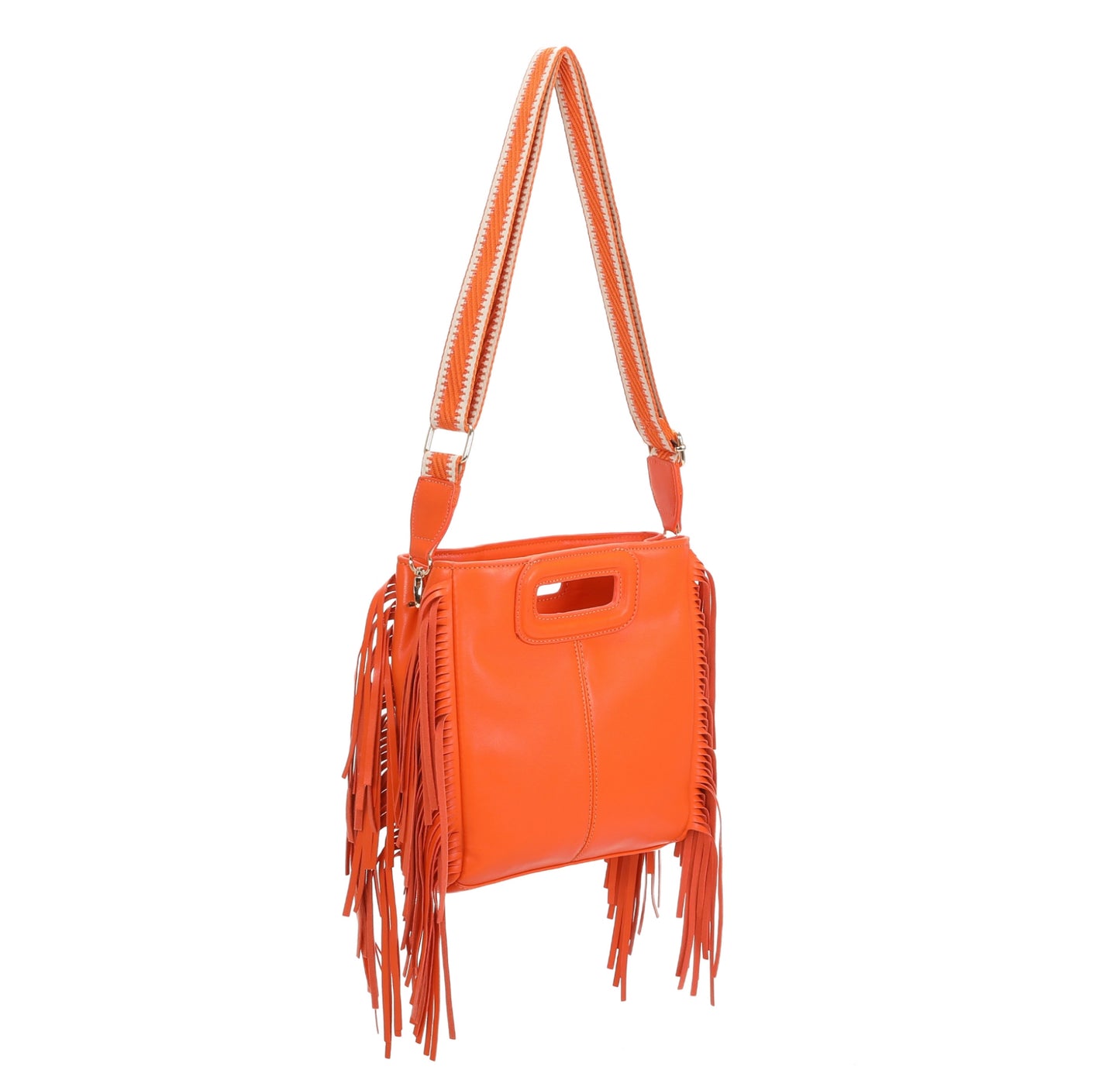 Orange handbag with fringes