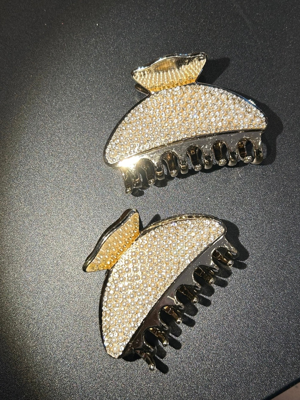 Crystal pearl hair clips
