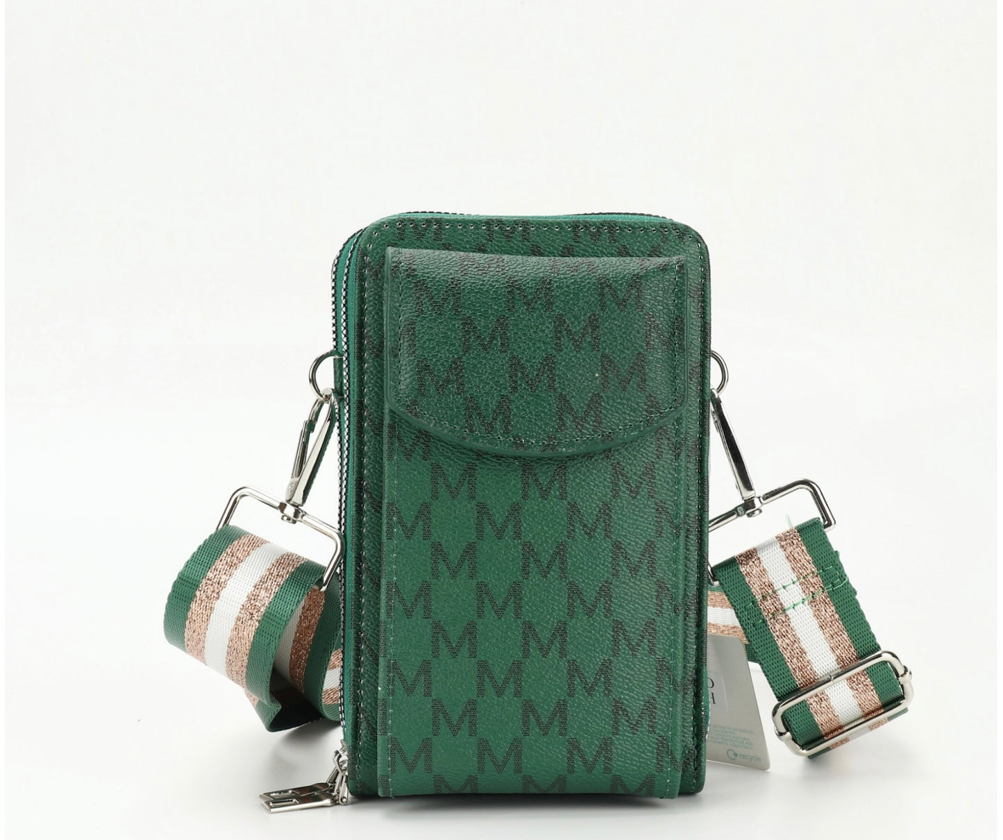 Green crossbody phone purse bag with jazzy strap