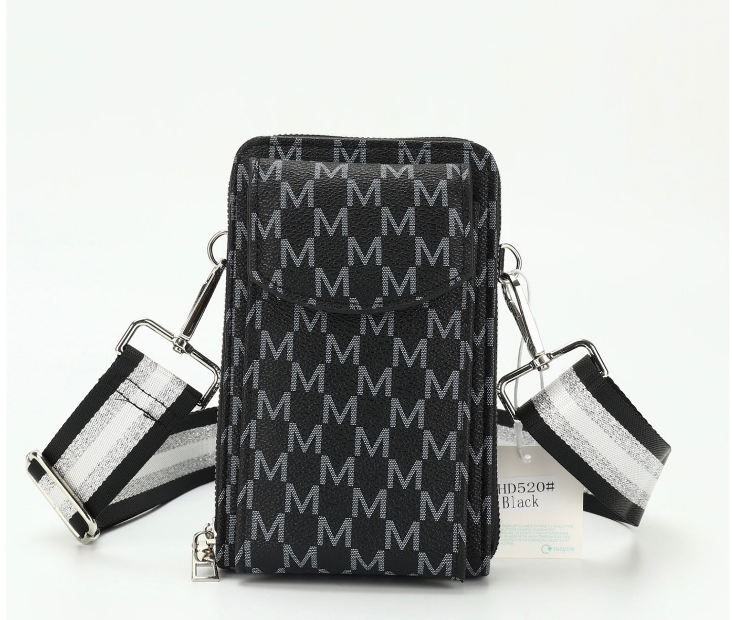 Black crossbody phone purse bag with jazzy strap