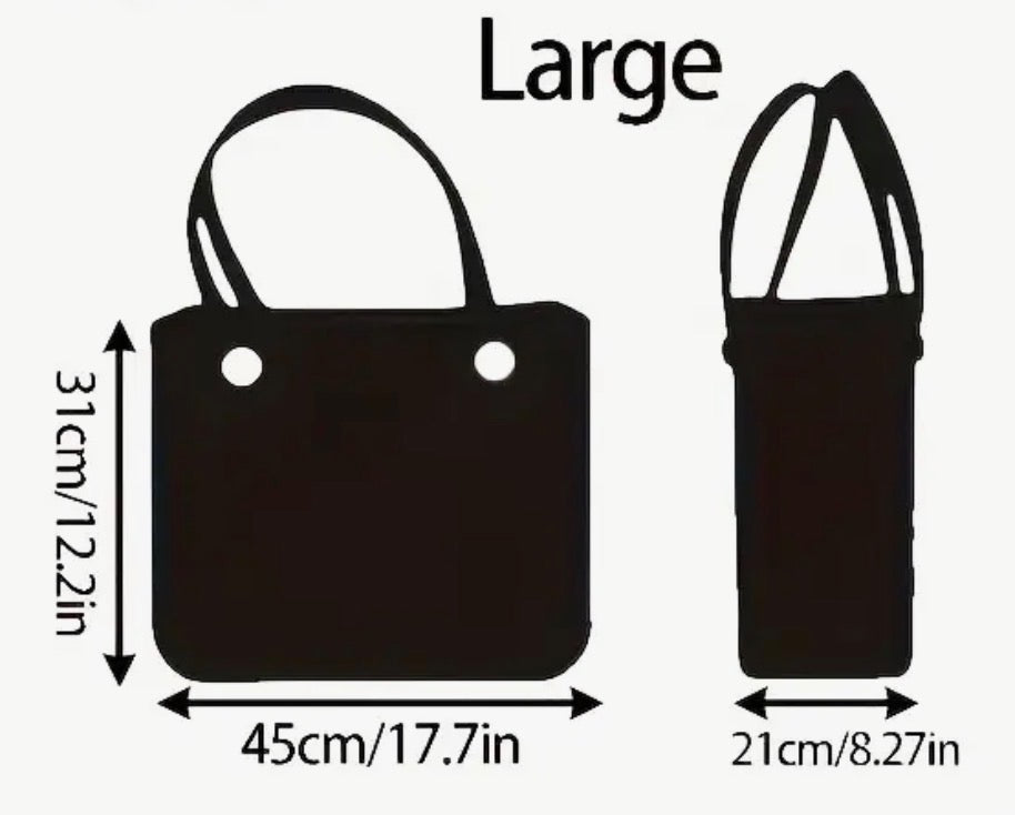 Black rubber tote beach bag