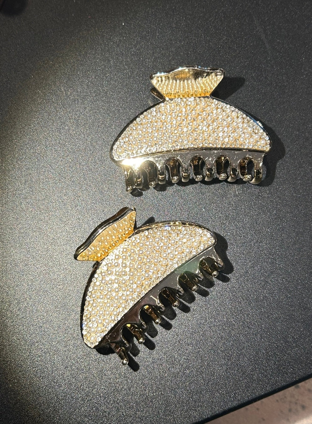 Crystal pearl hair clips
