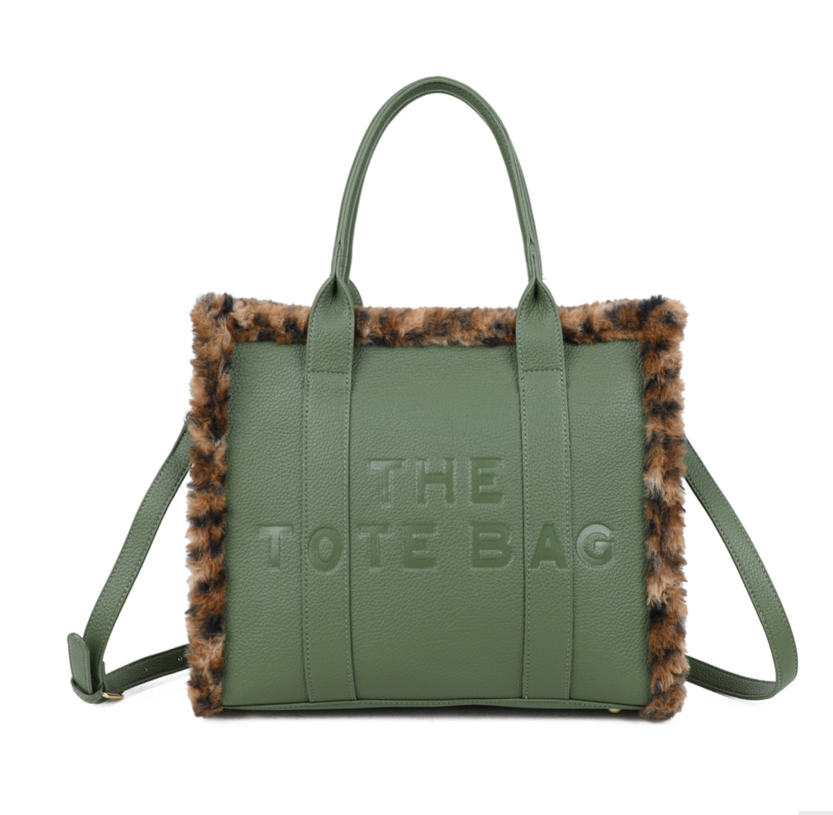 Animal Print Fur Edge Tote Bag