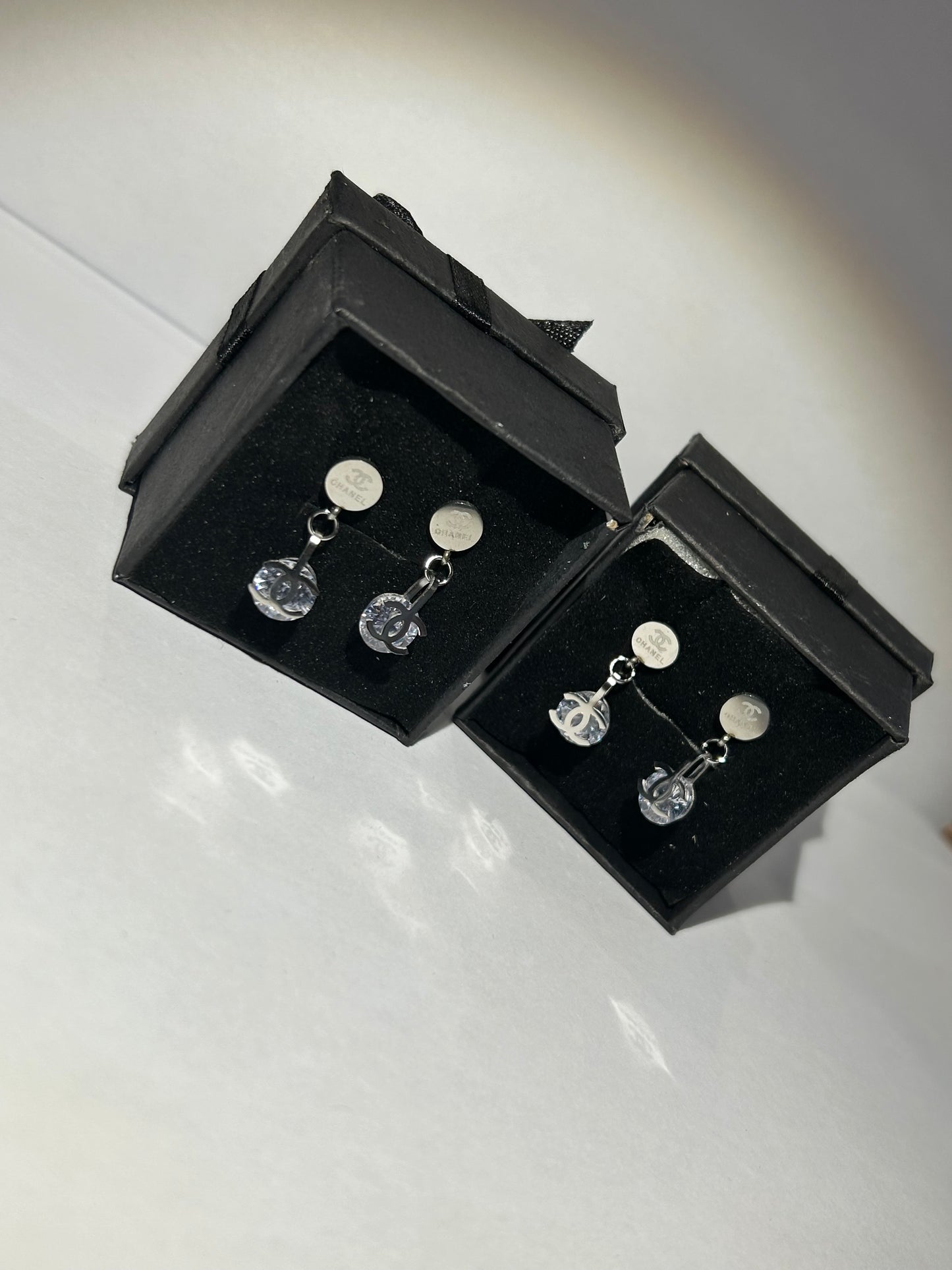 Crystal letter dangle earrings