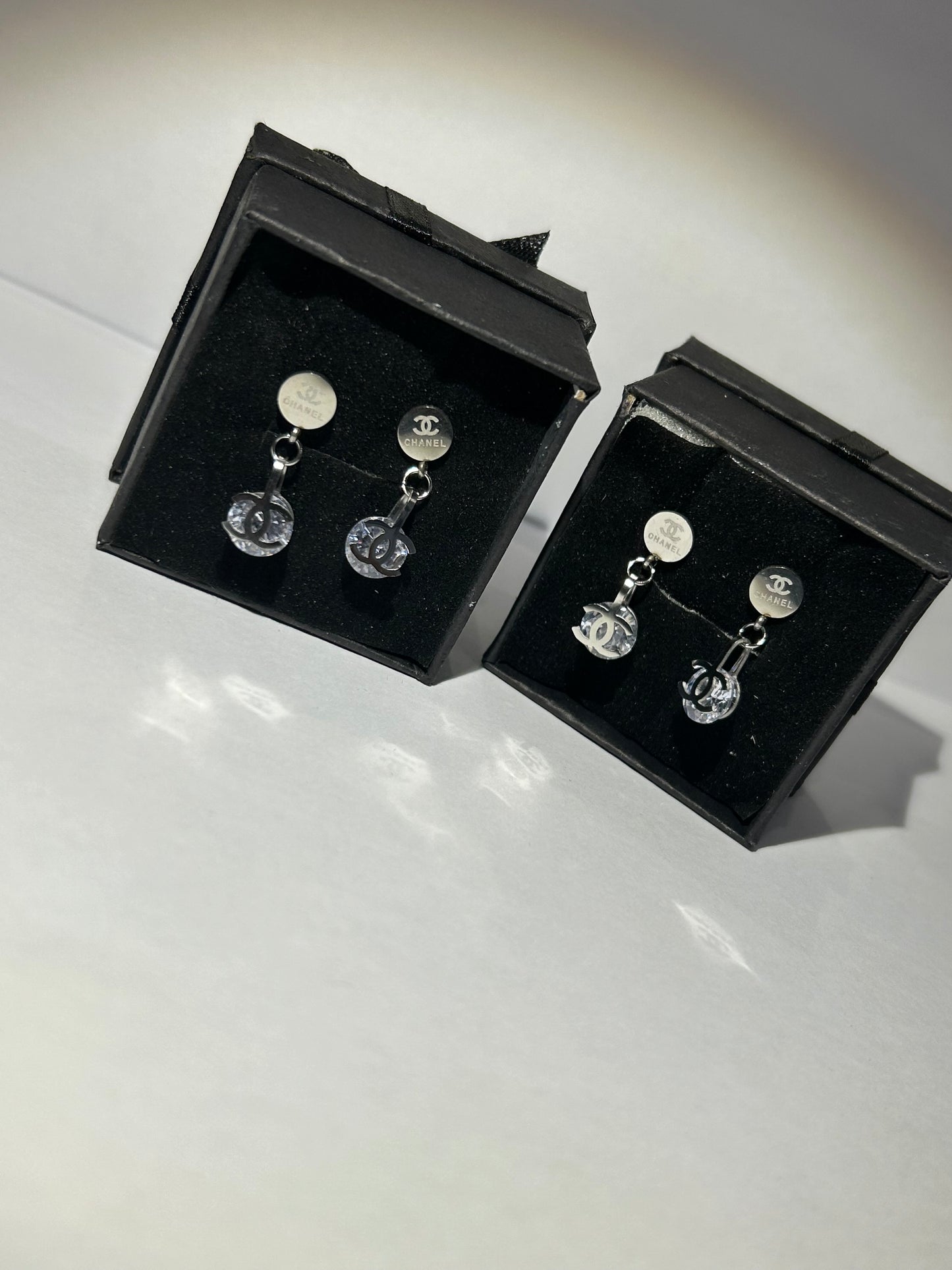 Crystal letter dangle earrings