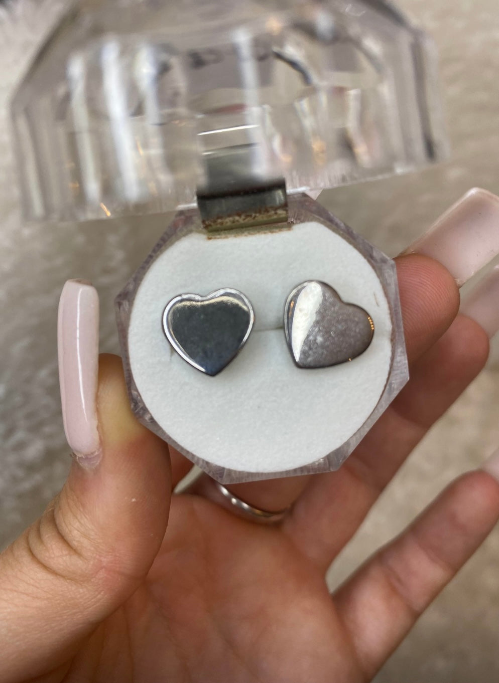 Silver heart earrings