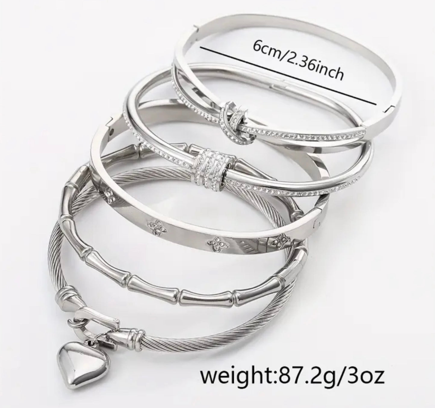 Silver bangle stack set