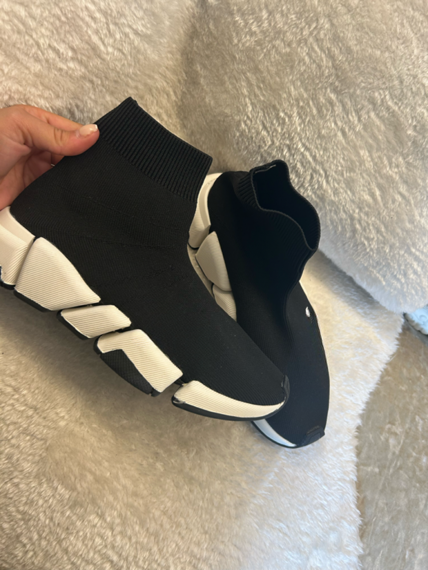 Black and white sock sneakers
