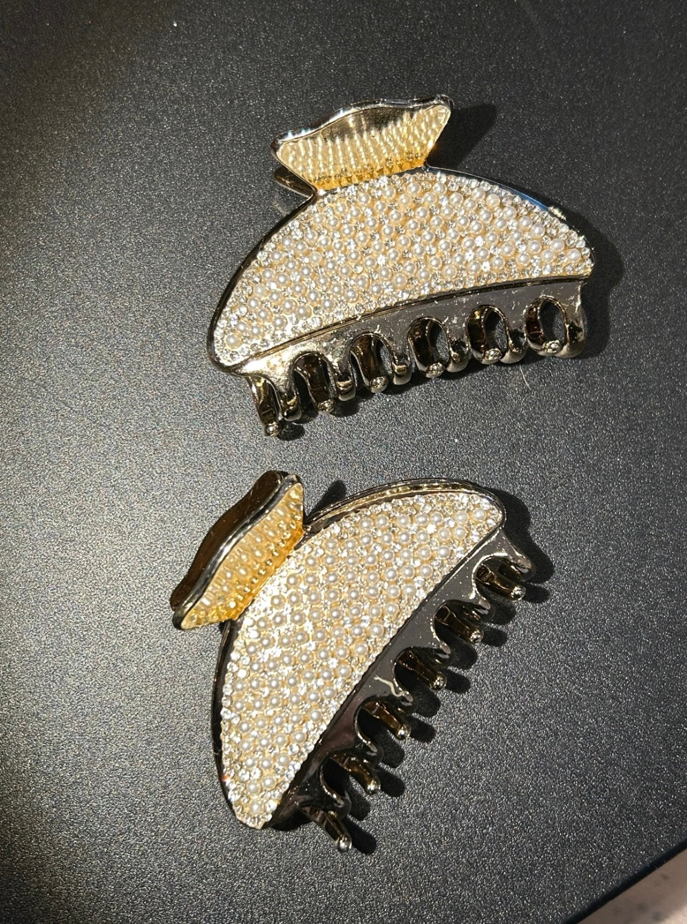 Crystal pearl hair clips