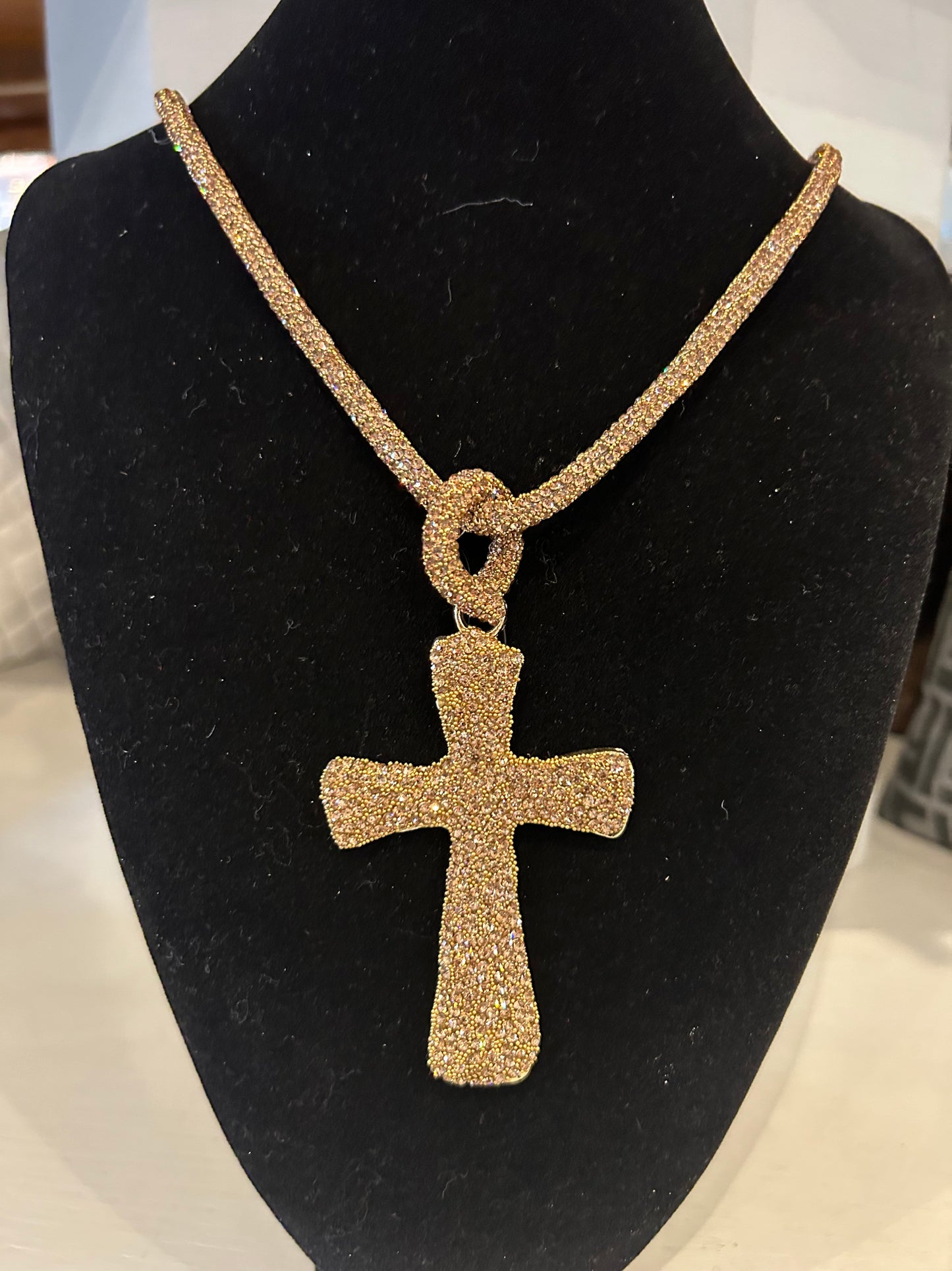 XL necklaces cross & crystal detail finish extra long fashion jewellery.