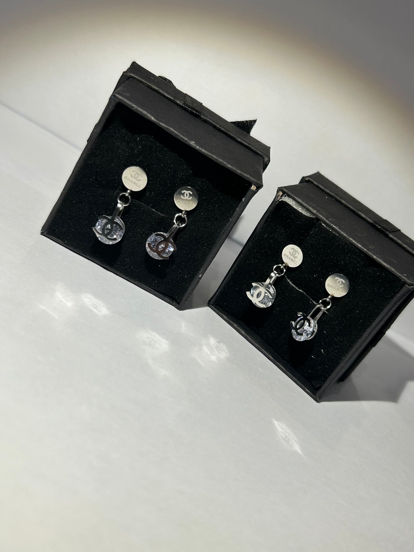 Crystal letter dangle earrings