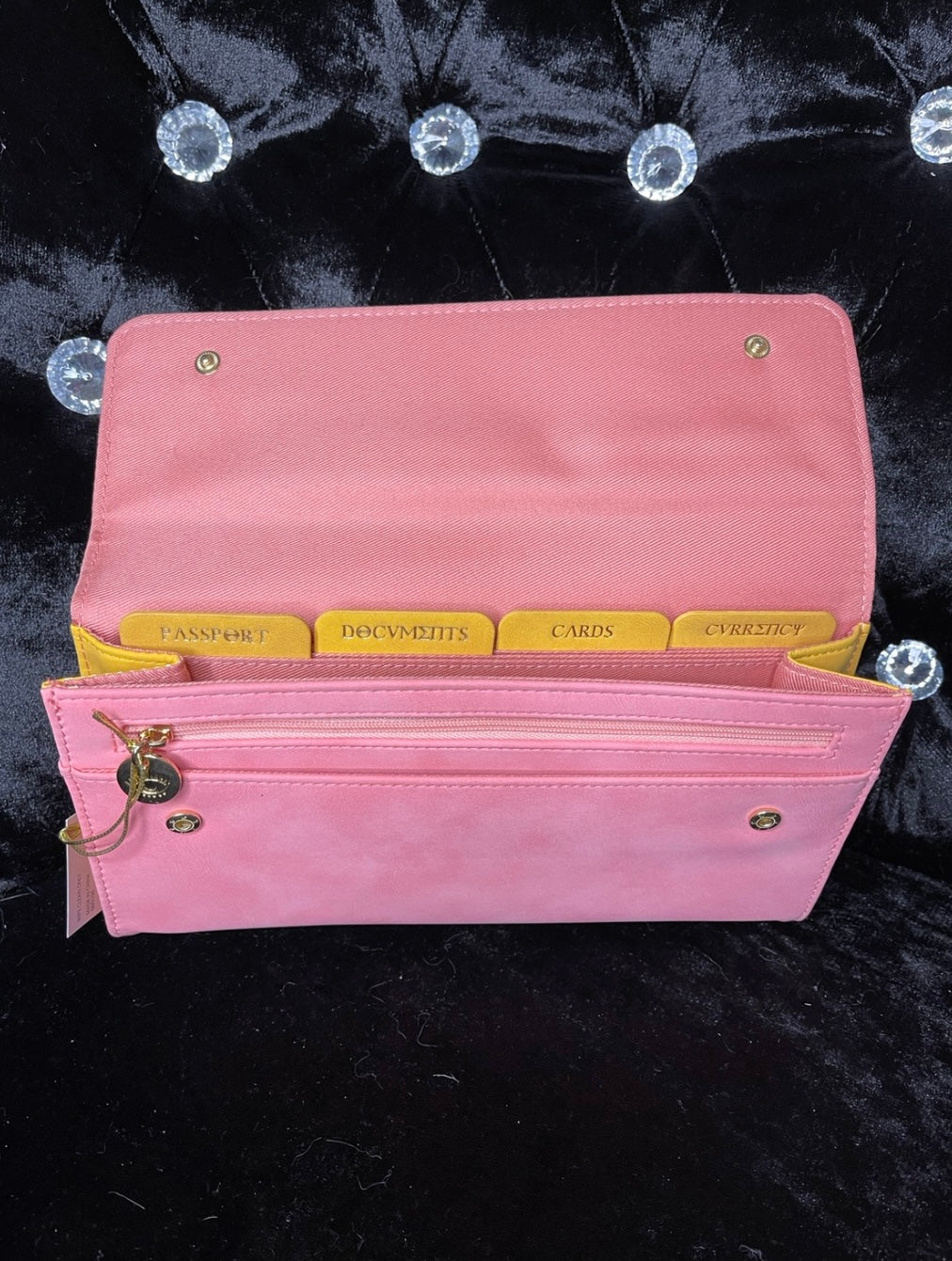 Salmon pink travel wallet