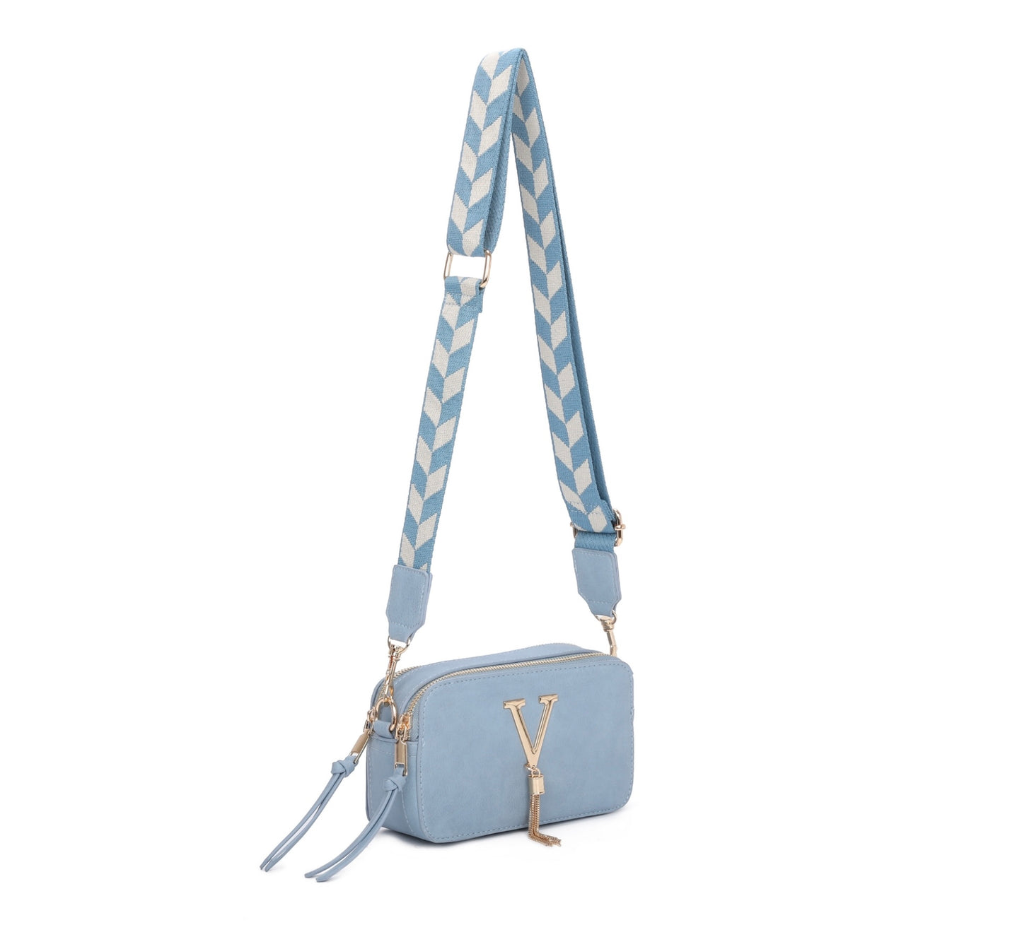 Gold detailed v crossbody bag