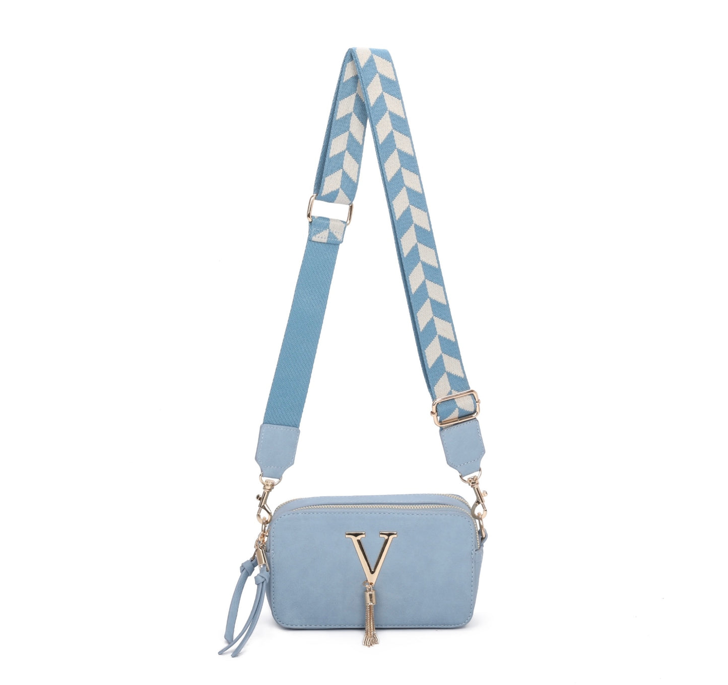Gold detailed v crossbody bag