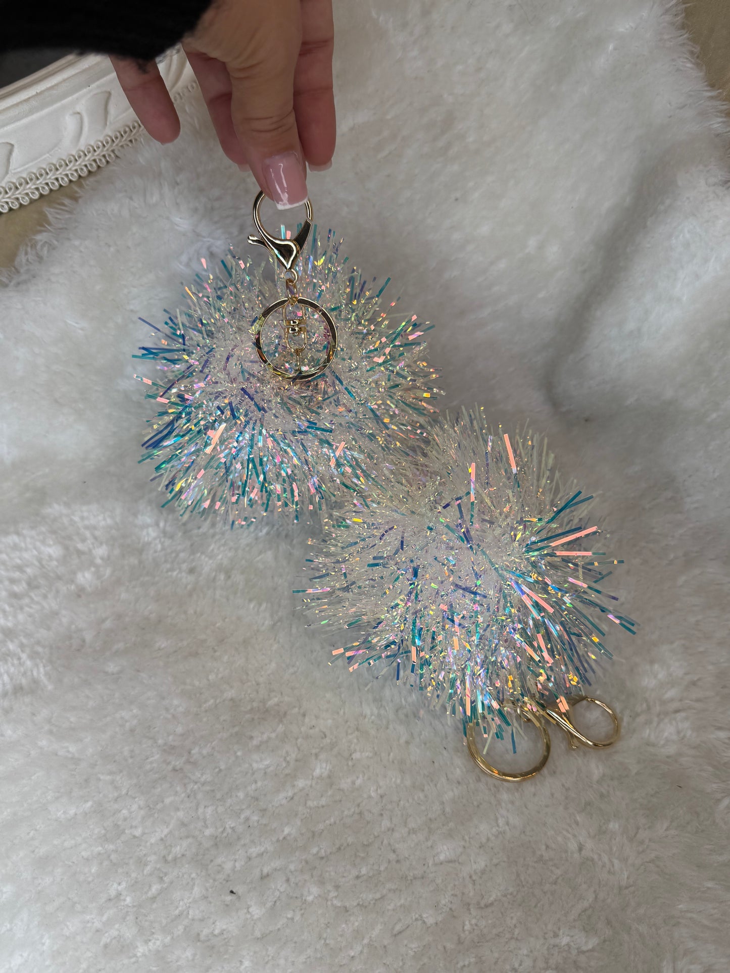 Sparkly Pom Pom key ring
