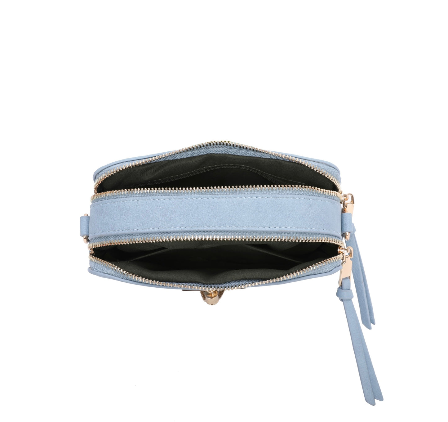 Gold detailed v crossbody bag
