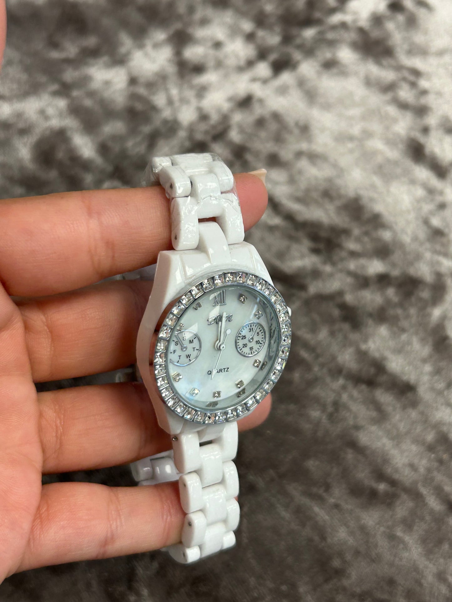White Crystal Watch