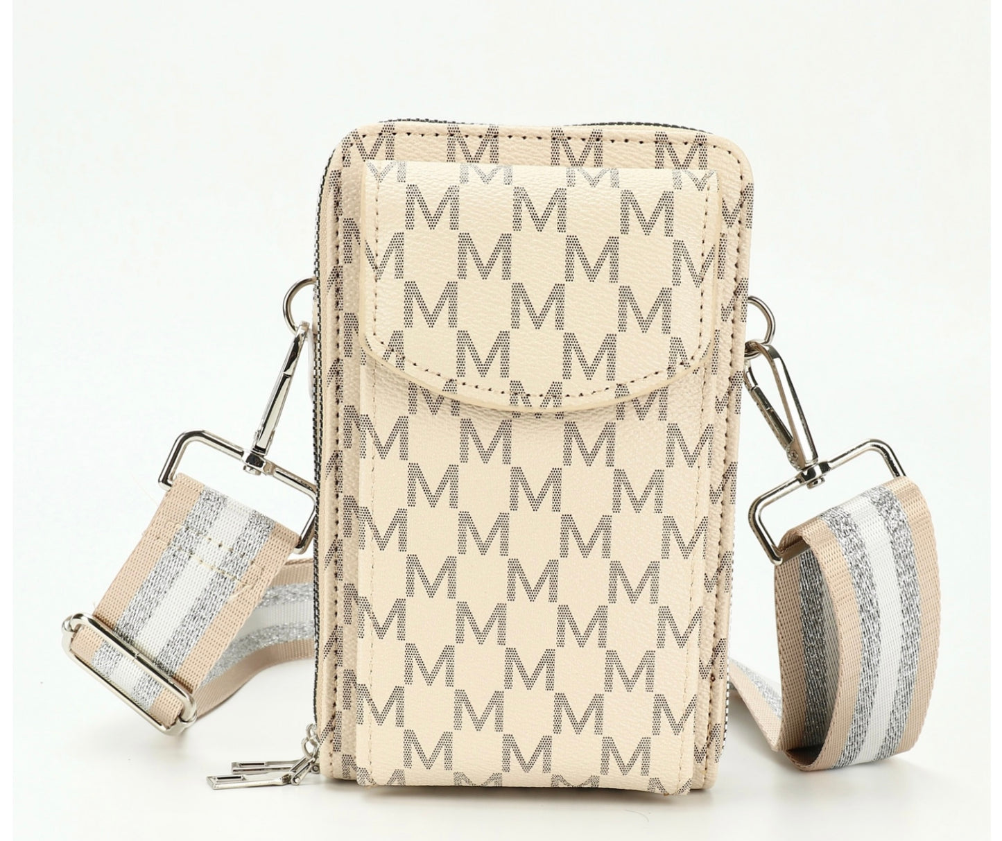 Beige crossbody phone purse bag with jazzy strap