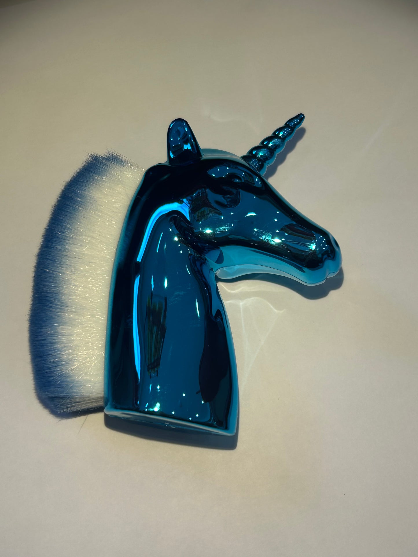 Blue unicorn shape holographic nail dust brush
