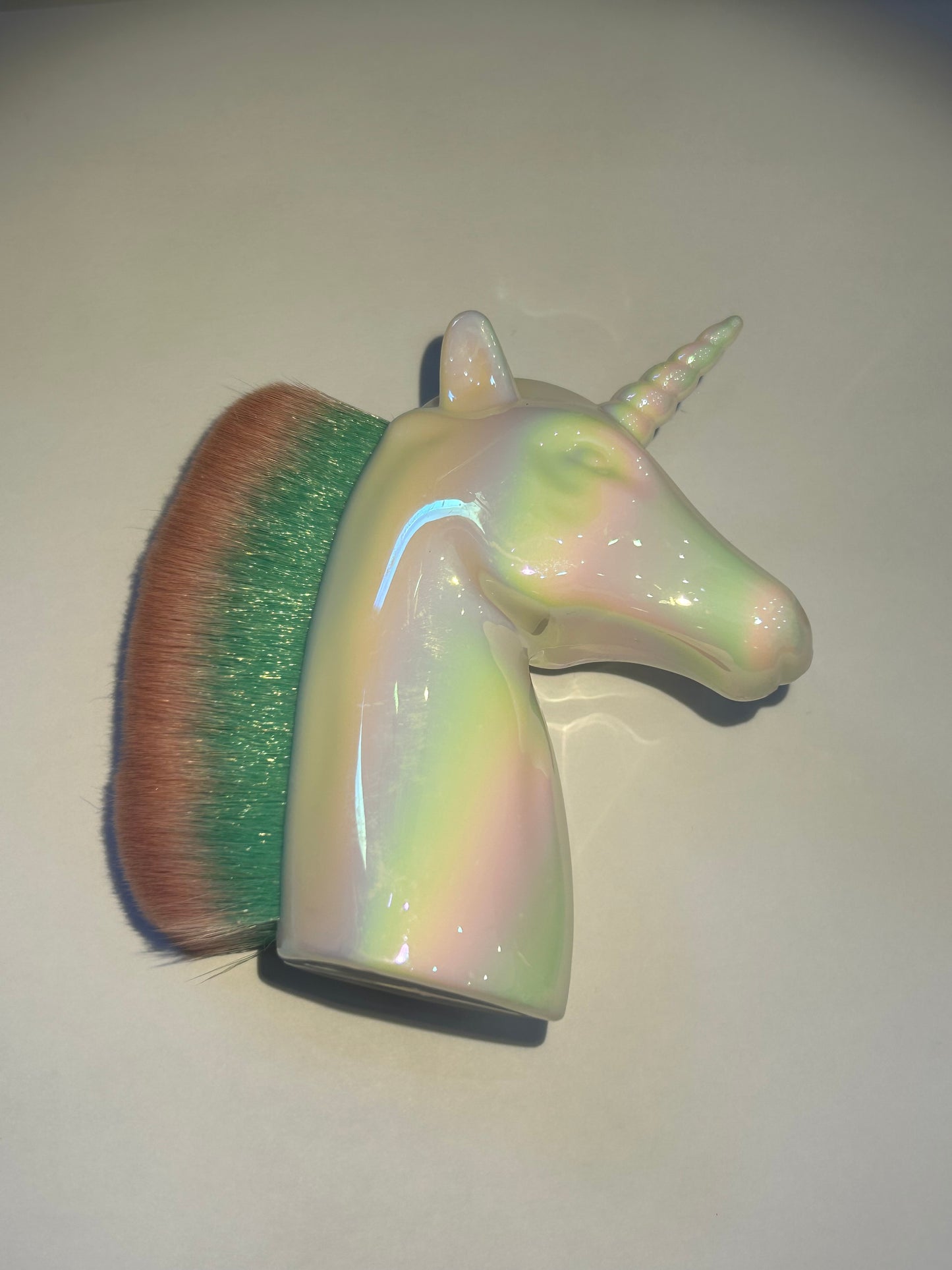 White unicorn shape holographic nail dust brush