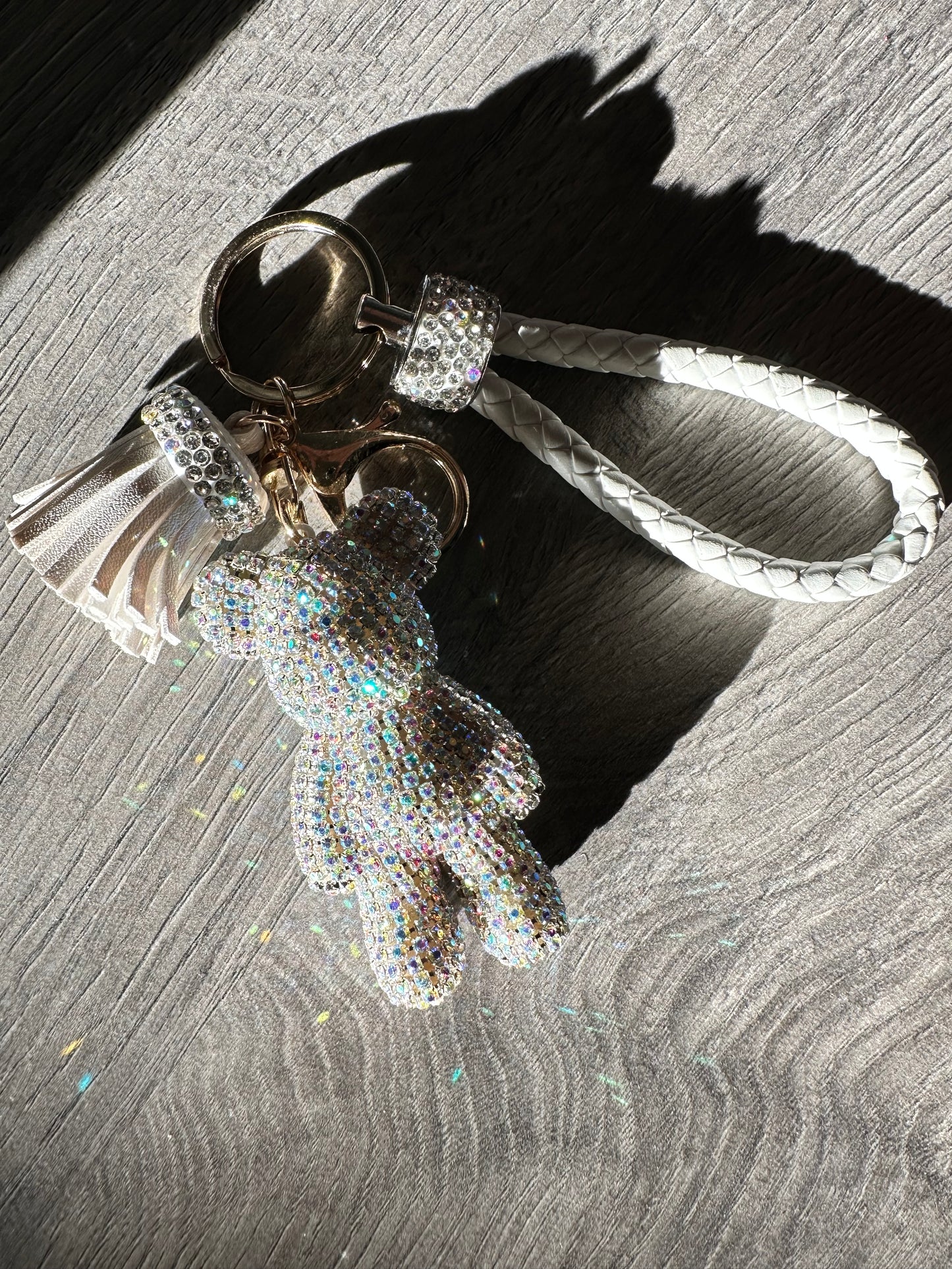 Teddy Crystal Studded small bear Key Chain cute Dynamic Rope Tassel car Key ring