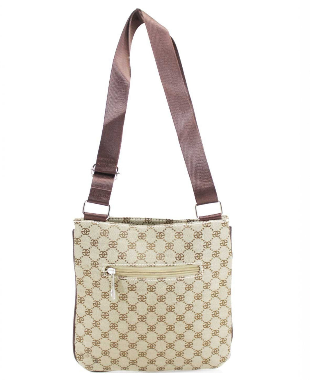 Beige handbag with brown strap