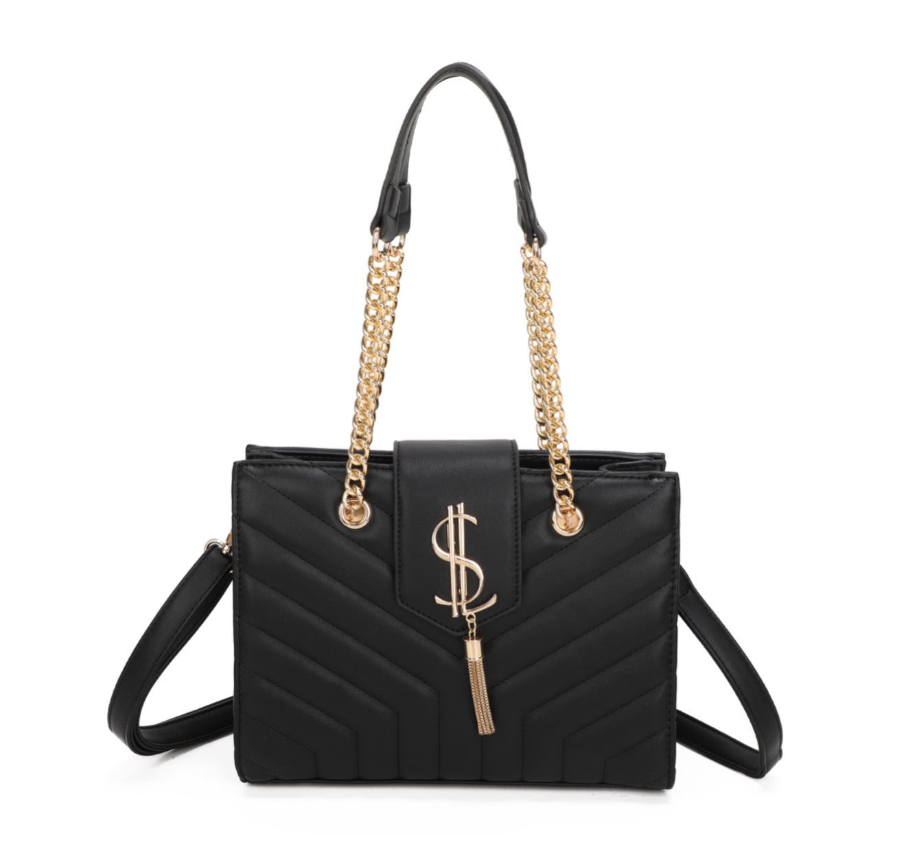 Quilted gold detail Shoulder bag