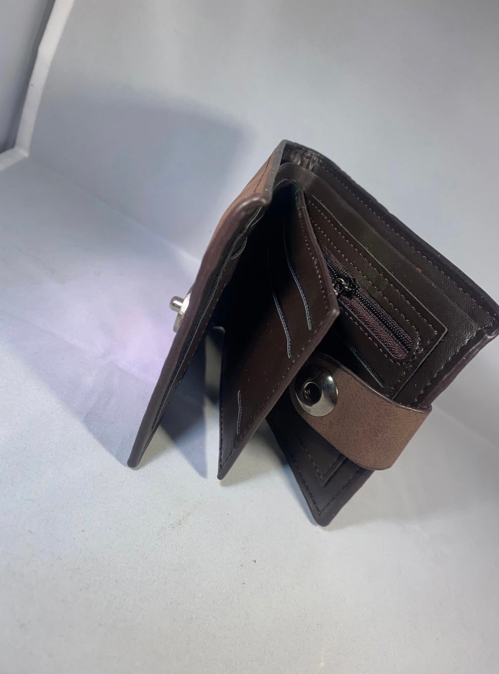Mens brown leather helicopter wallet