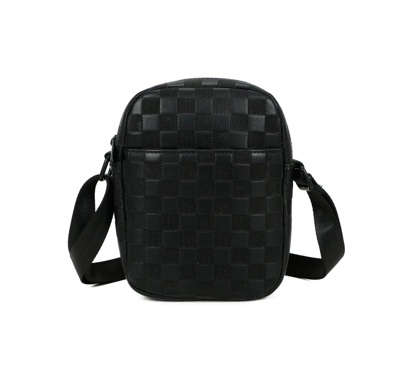 Black woven patterned crossbody bag