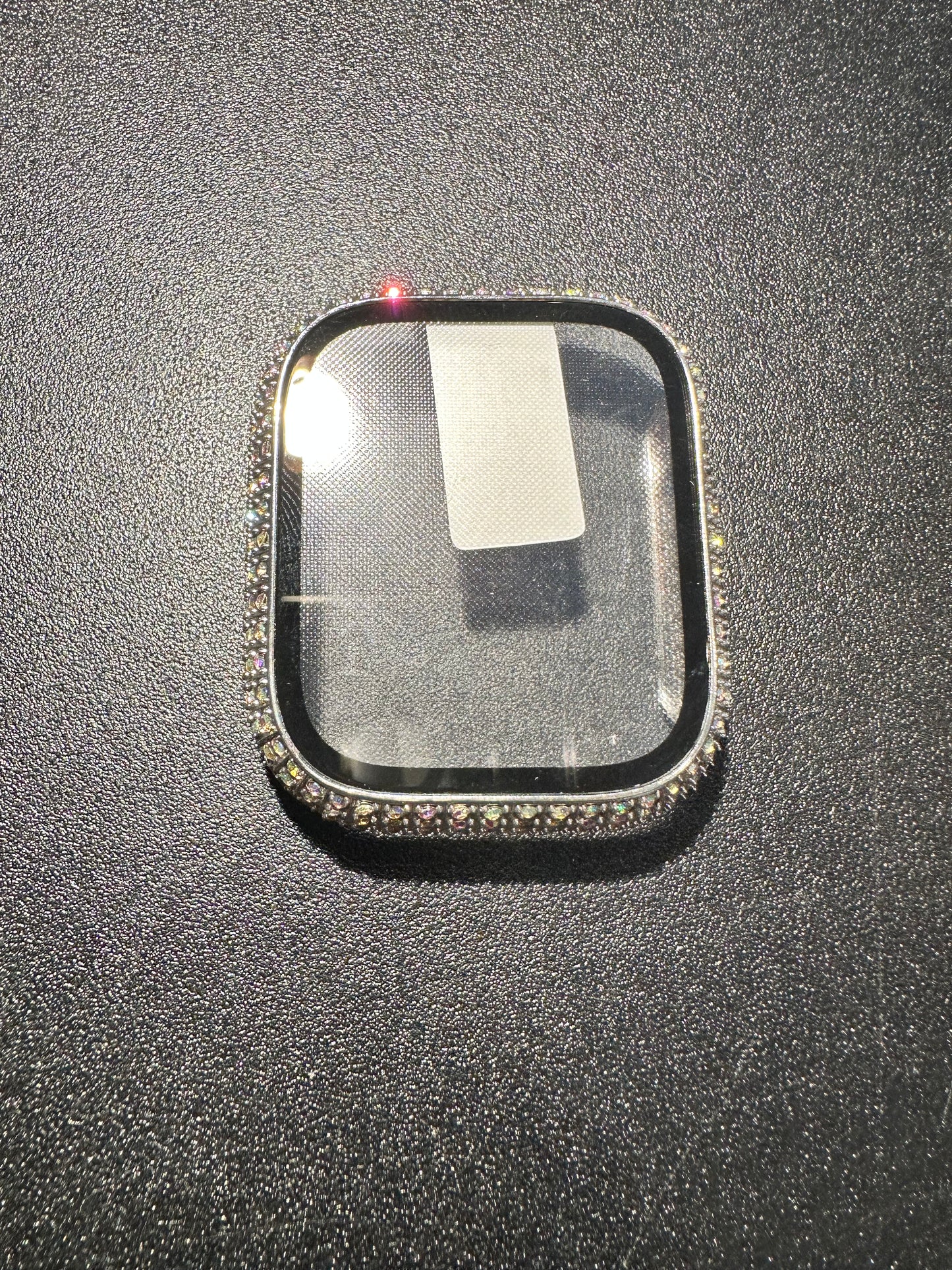 Silver with iridescent rhinestones Apple Watch screen protector 41mm