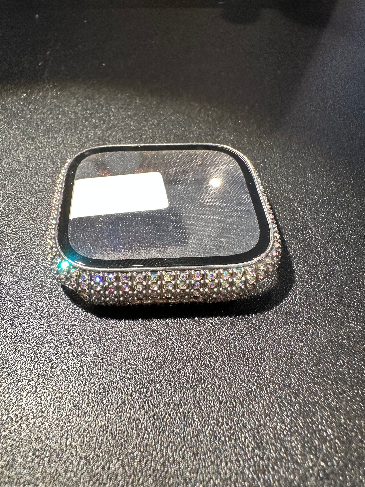 Silver with iridescent rhinestones Apple Watch screen protector 41mm