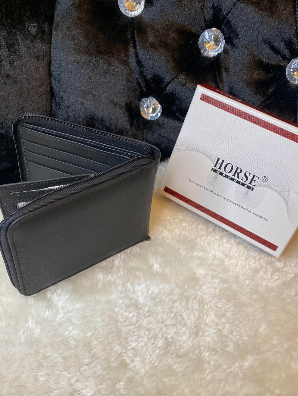 Black zip up men’s wallet