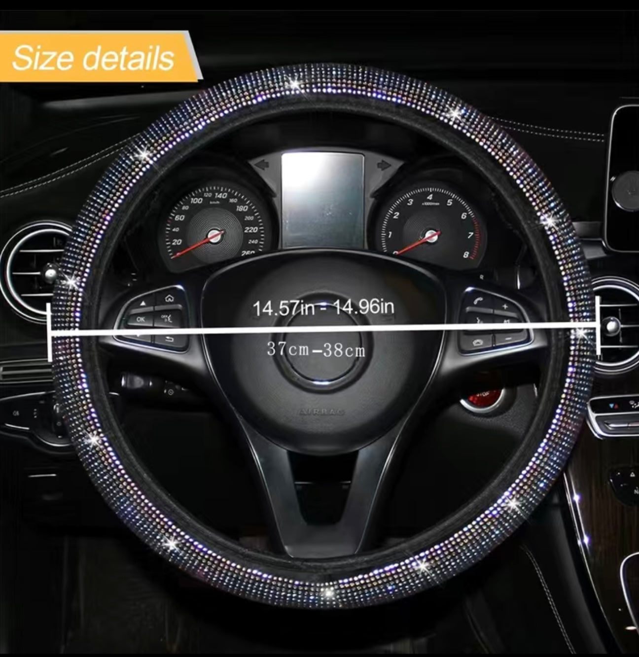 Bling crystal full diamanté steering wheel cover