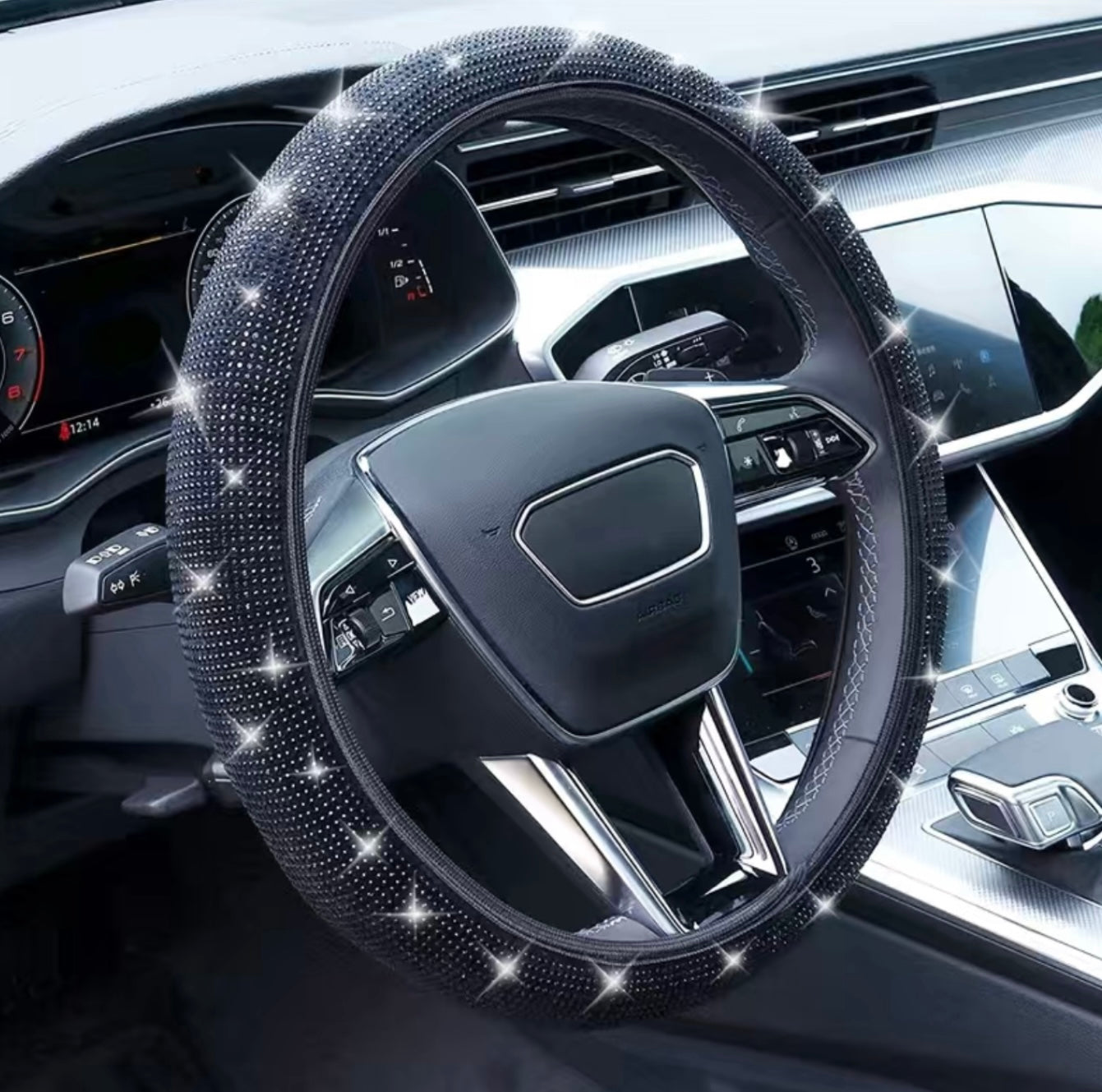 Bling crystal full diamanté steering wheel cover