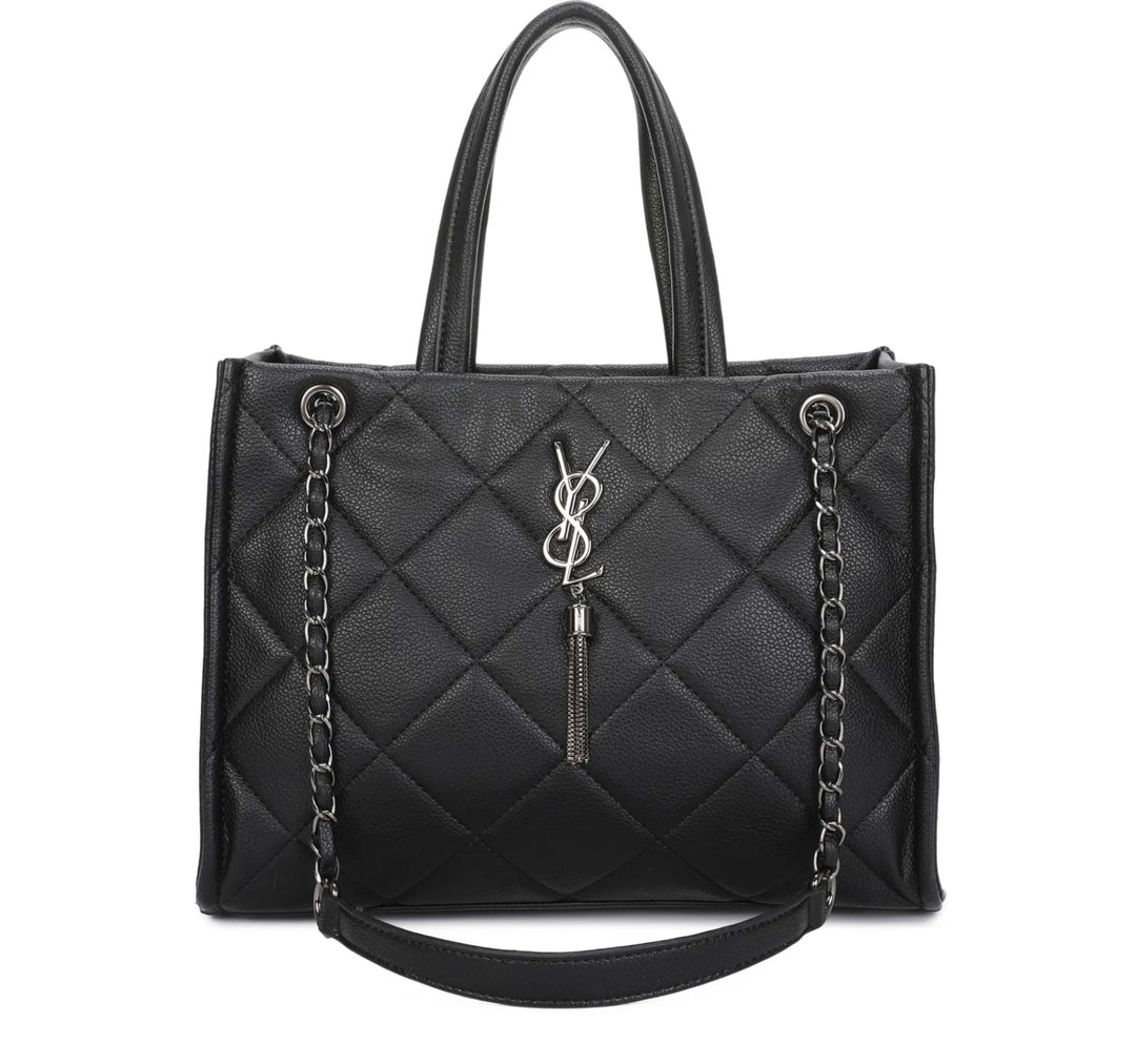 Black chain detailed handbag 