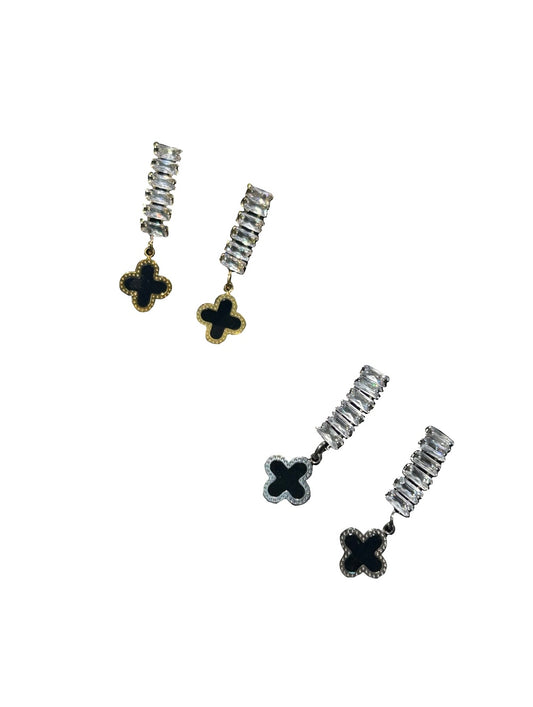 Dangle clover crystal earrings