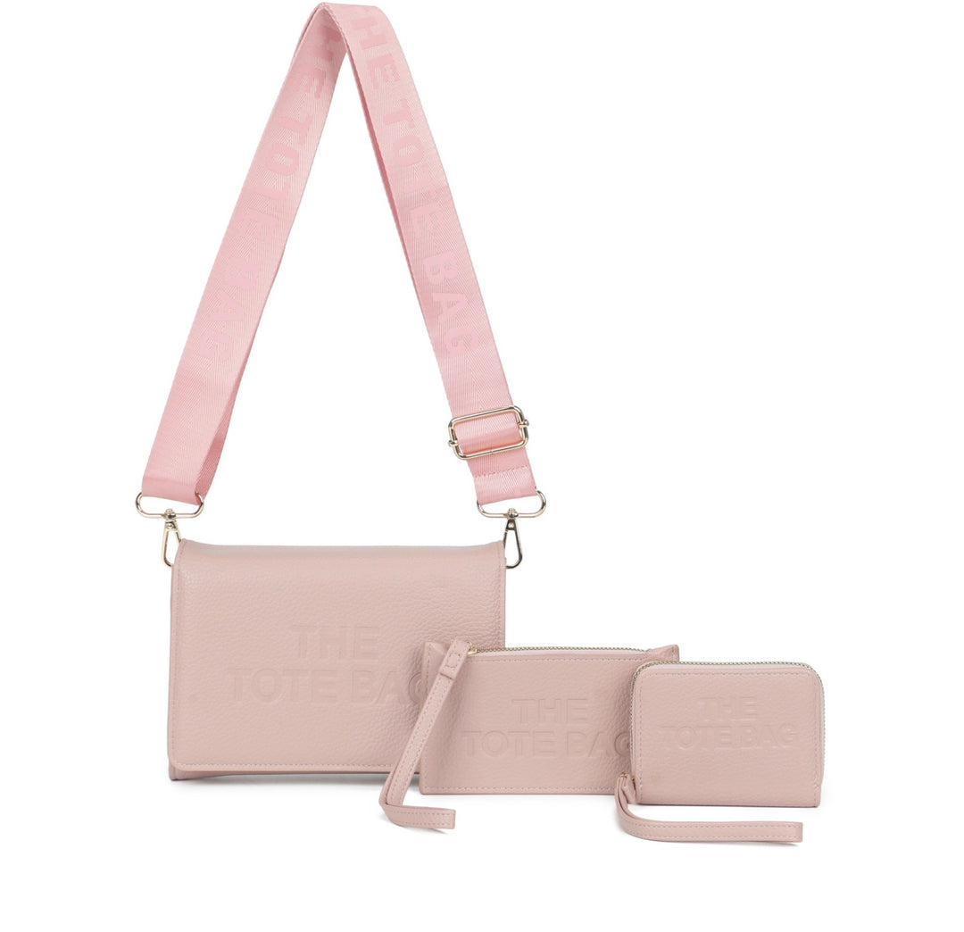 3 in 1 Crossbody Tote Bag Set with Matching Purse &amp; Wristlet