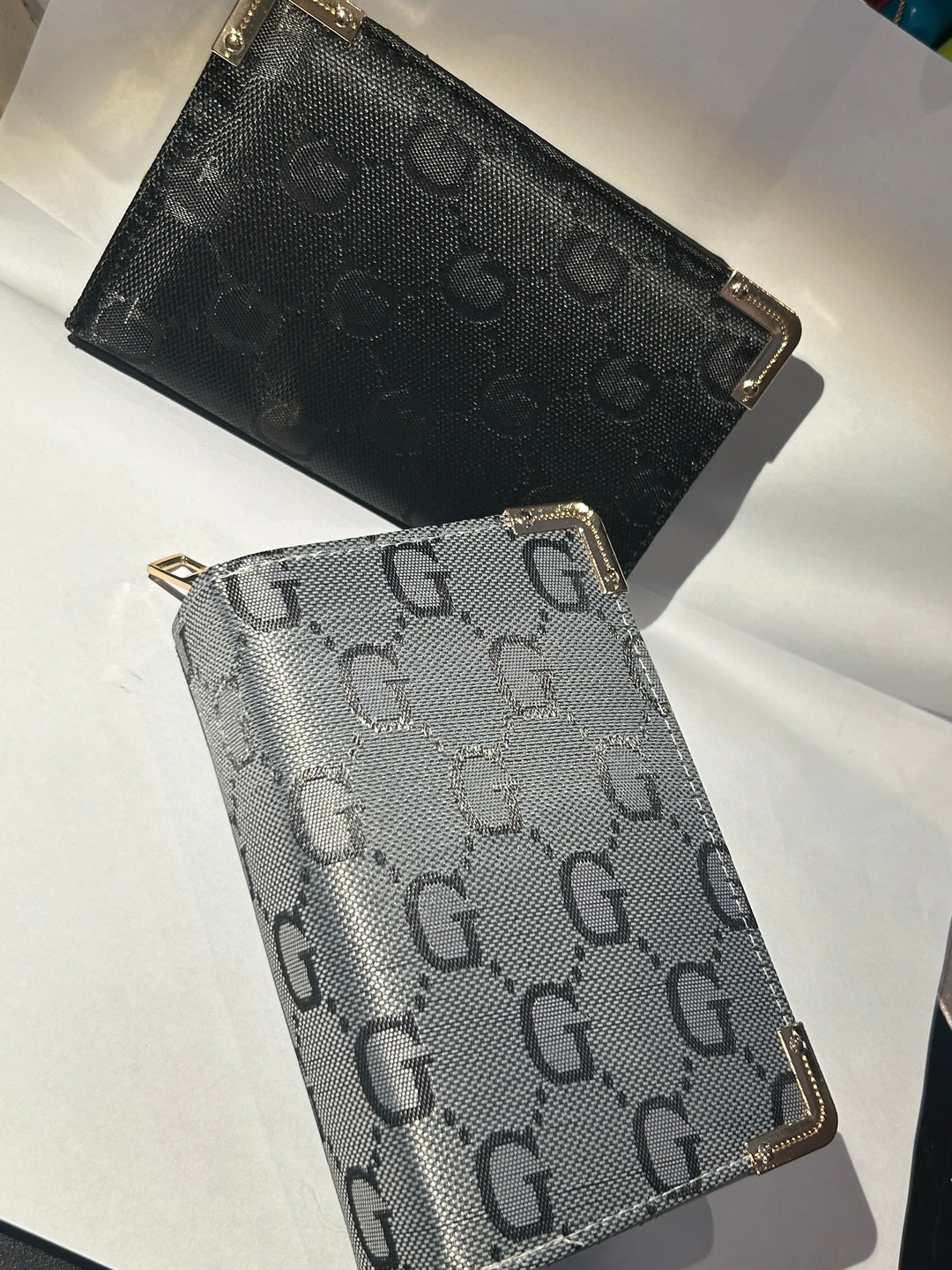 Letter pattern purse with gold hardware detail