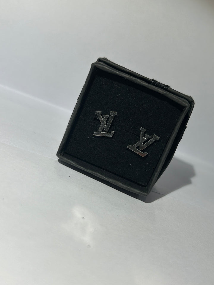 Plain silver letter earrings