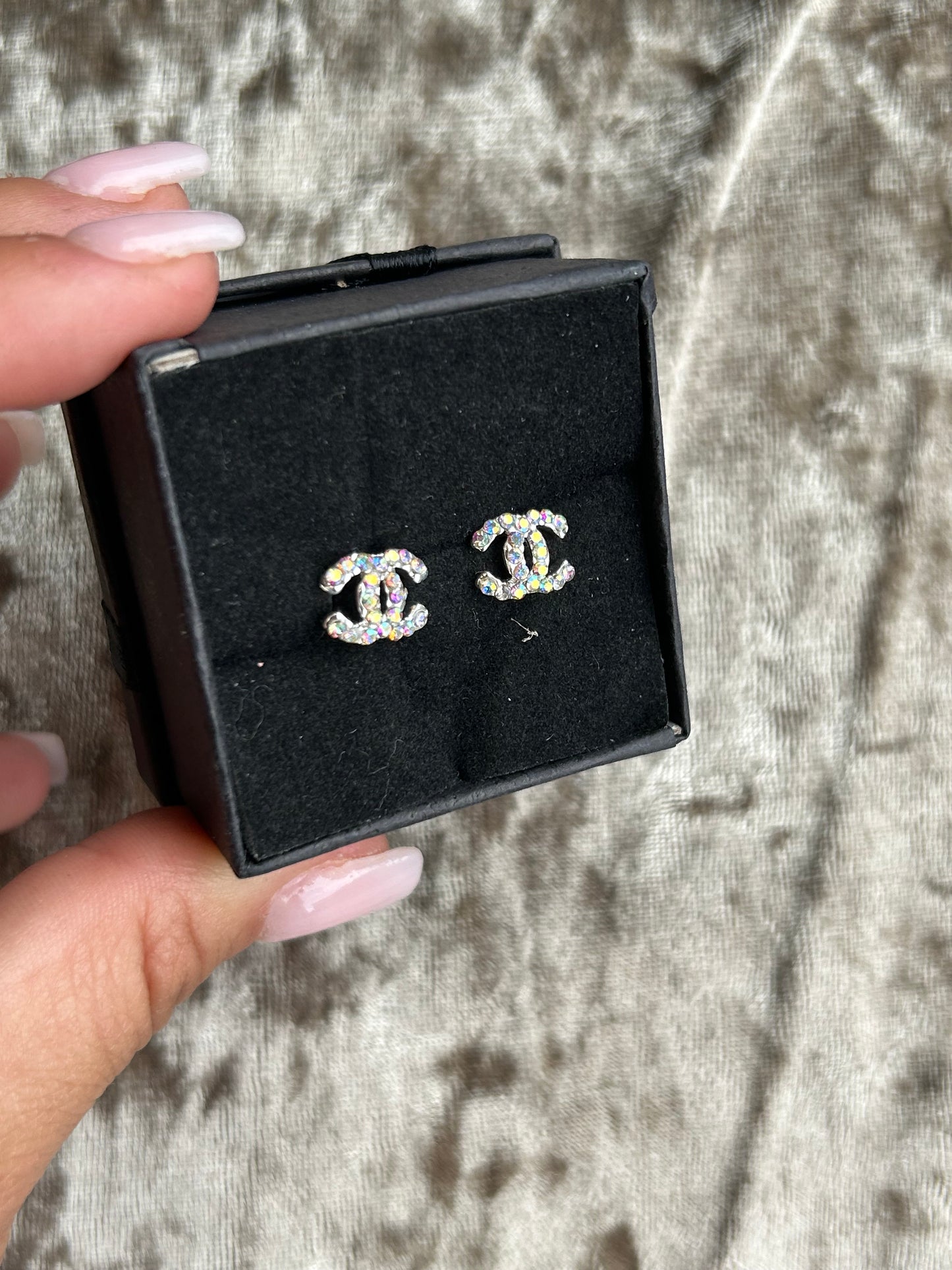 Multicoloured crystals letter earrings
