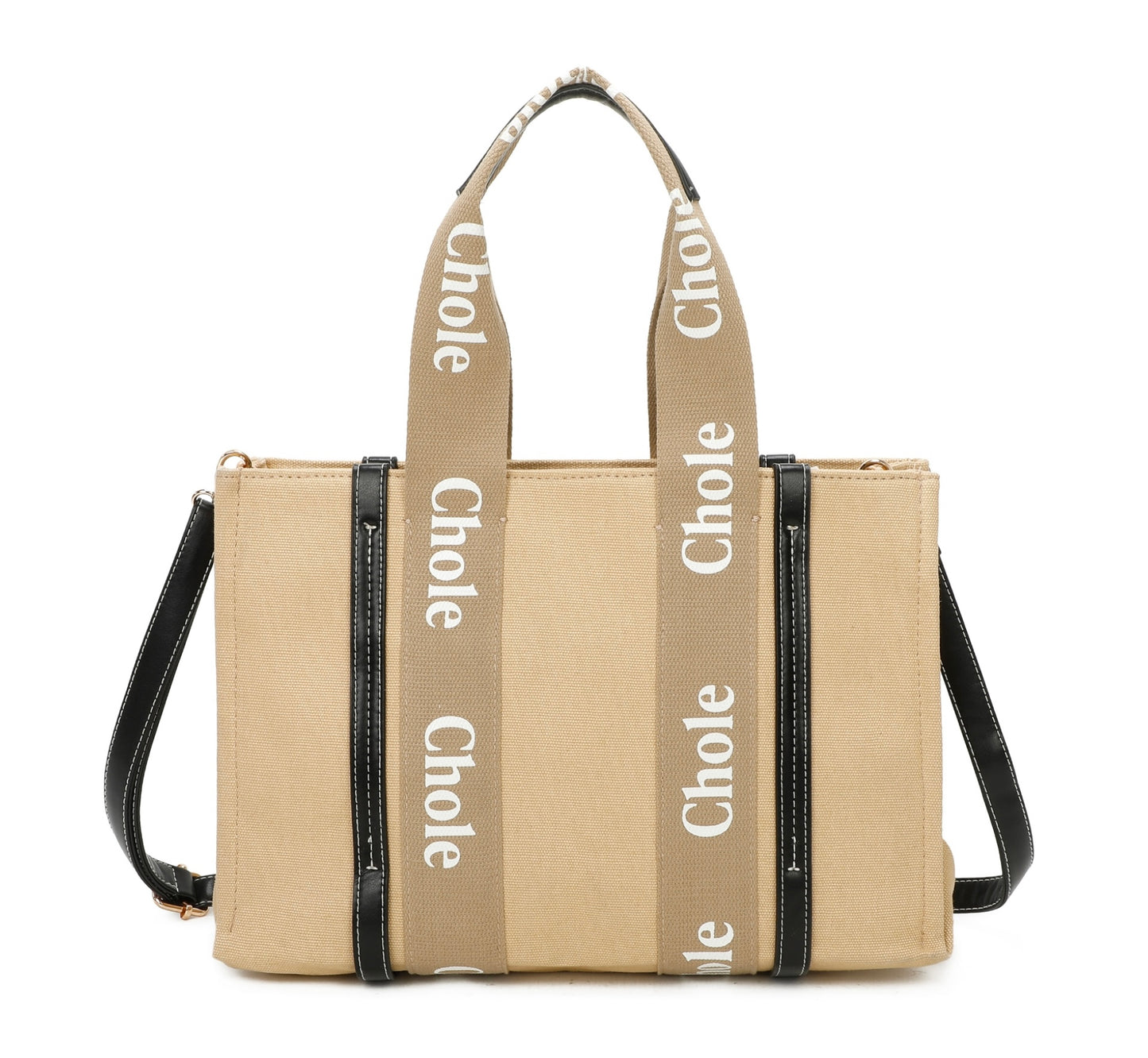 Woody Canvas graphic letter tote bag