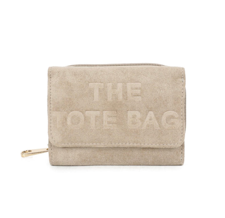 Faux Suede Mini Tote Bag Purse with Logo Detail