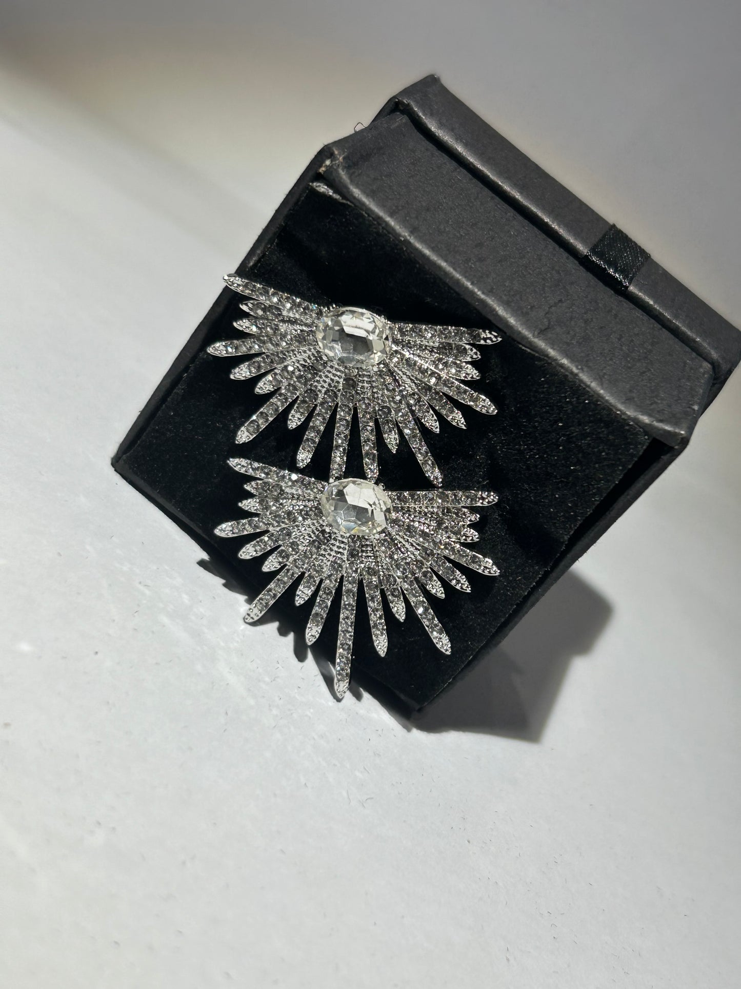 Large half star crystal earrings